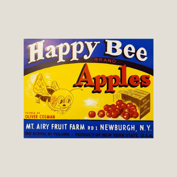 Buzzing with Nostalgia Happy Bee Vintage Apple Crate Label