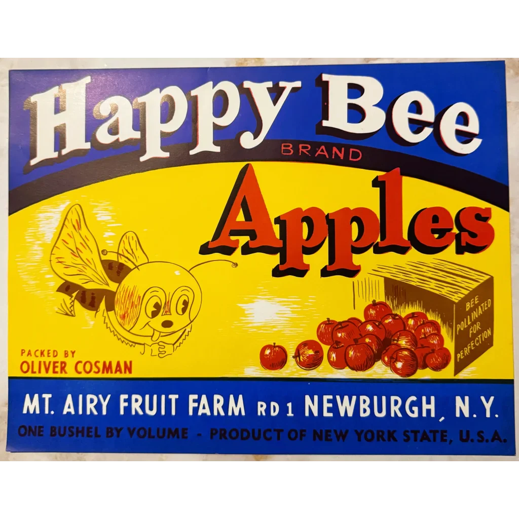 Buzzing with Nostalgia Happy Bee Vintage Apple Crate Label