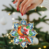 Forest Bird Snowflake Wooden Ornaments by G. Debrekht - Nature Wildlife Decor - 8688412