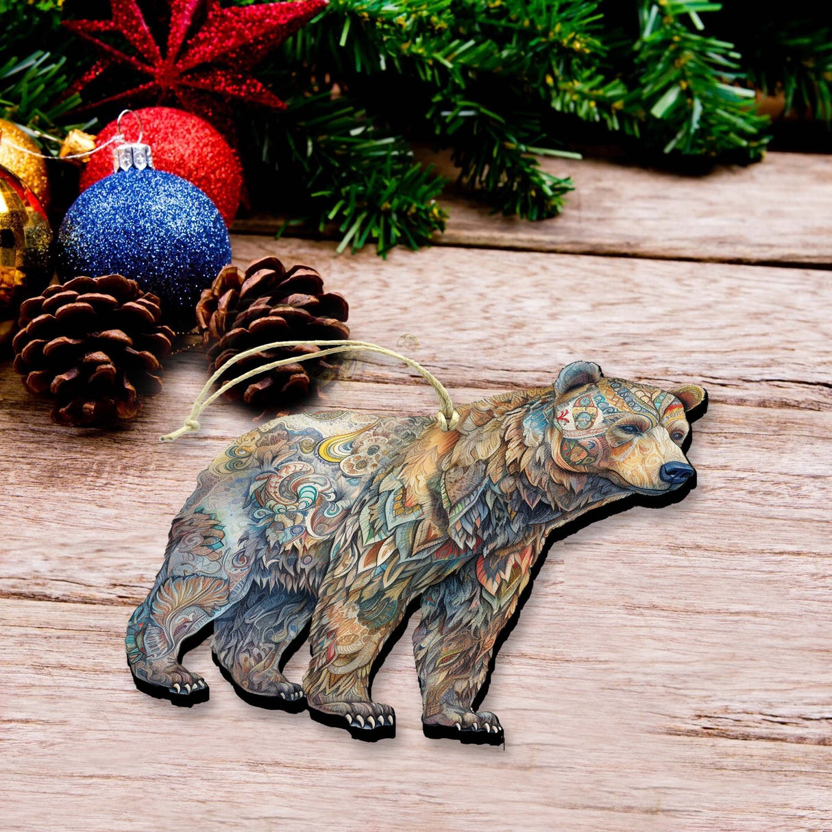 Adornos de madera de oso majestuoso de Alaska de G.Debrekht - Decoración navideña con temática de vida silvestre - 8710106-1