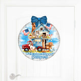 Letrero de bienvenida para campistas felices Letrero de bienvenida para puerta de entrada Pancarta de entrada principal Letrero de bienvenida - Decoración de porche delantero de madera - 933114H