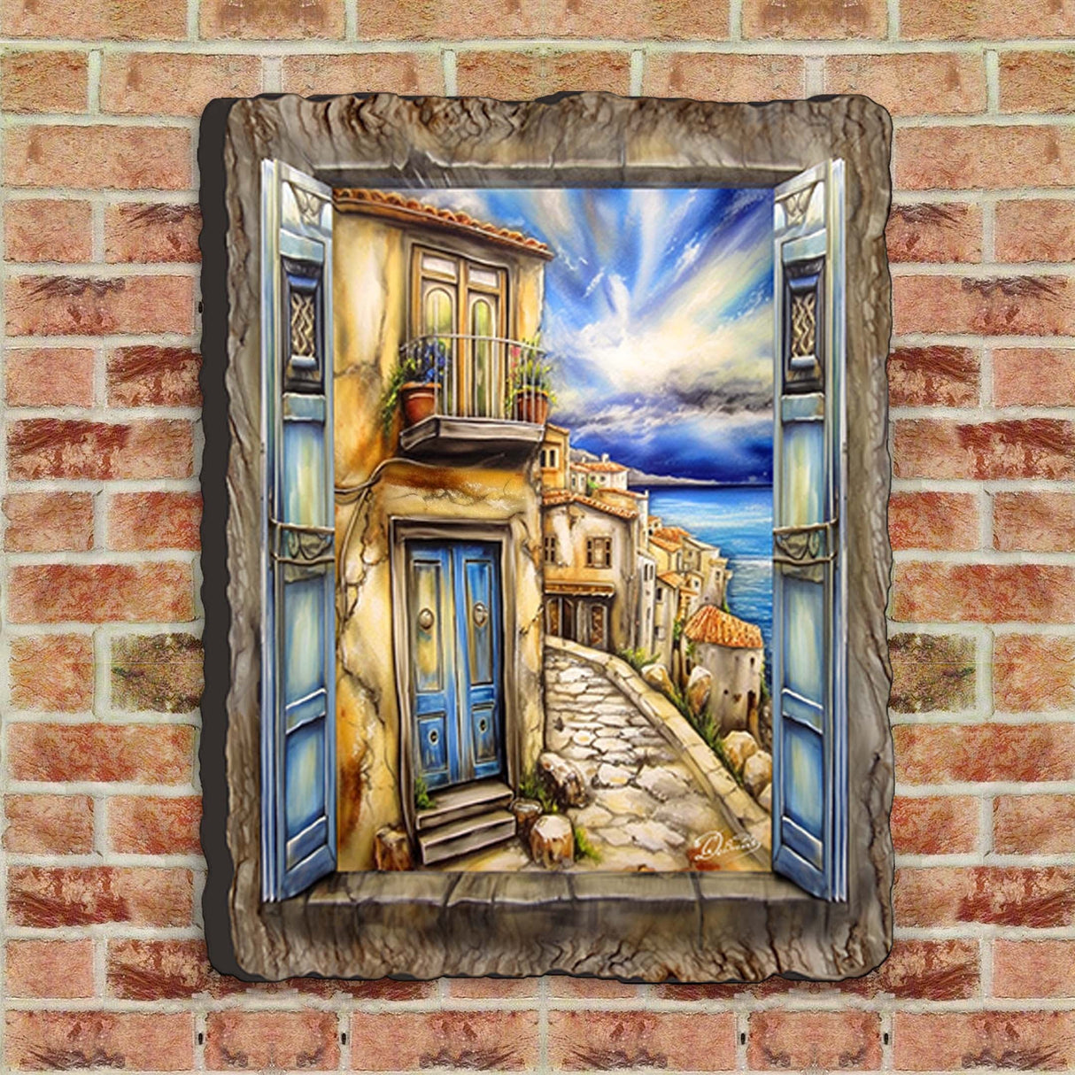 Coastal Town Window View Wall Art by G. DeBrekht Coastal Decor - 8492102W