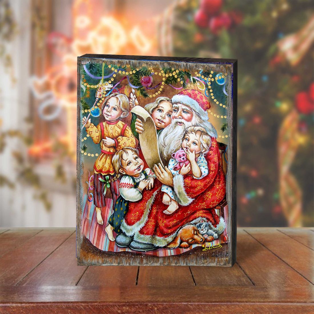 Lista de deseos: Arte mural de madera de Papá Noel de G. DeBrekht - Decoración navideña de muñeco de nieve de Papá Noel - 81291311B