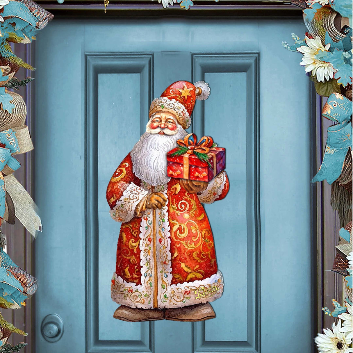 St. Nick's Gift Holiday Door Decor by G. Debrekht - Christmas Santa Snowman Decor - 8691410H