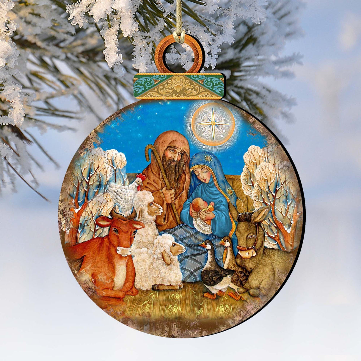 Nativity Ball Wooden Ornaments by Gelsinger - Nativity Holiday Decor - 8023852