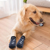 Lot de 4 chaussettes antidérapantes pour chien avec semelles antidérapantes - Chaussures de protection pour animaux de compagnie - Idéales pour les activités à la maison