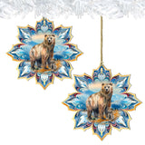 Brown Bear Snowflake Wooden Ornaments by G. Debrekht - Nature Wildlife Decor - 8688409
