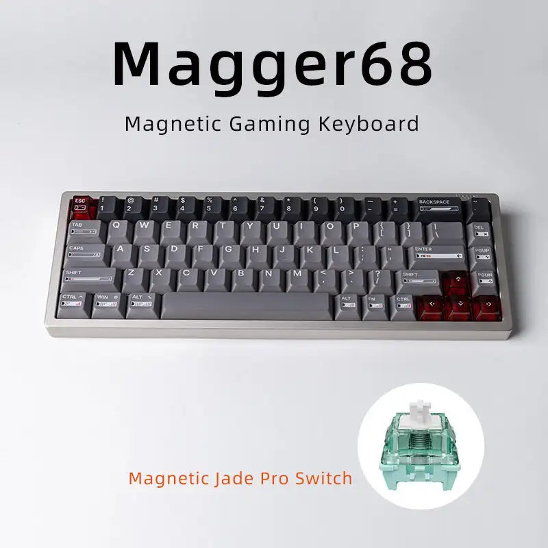 Magnetic White Porcelain Jade 68 Key Aluminum Tuo Keyboard - Lootquake