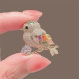 Full Diamond Animal Magpie Bird Brooch