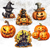 Calabazas espeluznantes, adornos decorativos de madera con clip (6 unidades), de G. Debrekht - Decoración de Halloween - 8090019C-S6