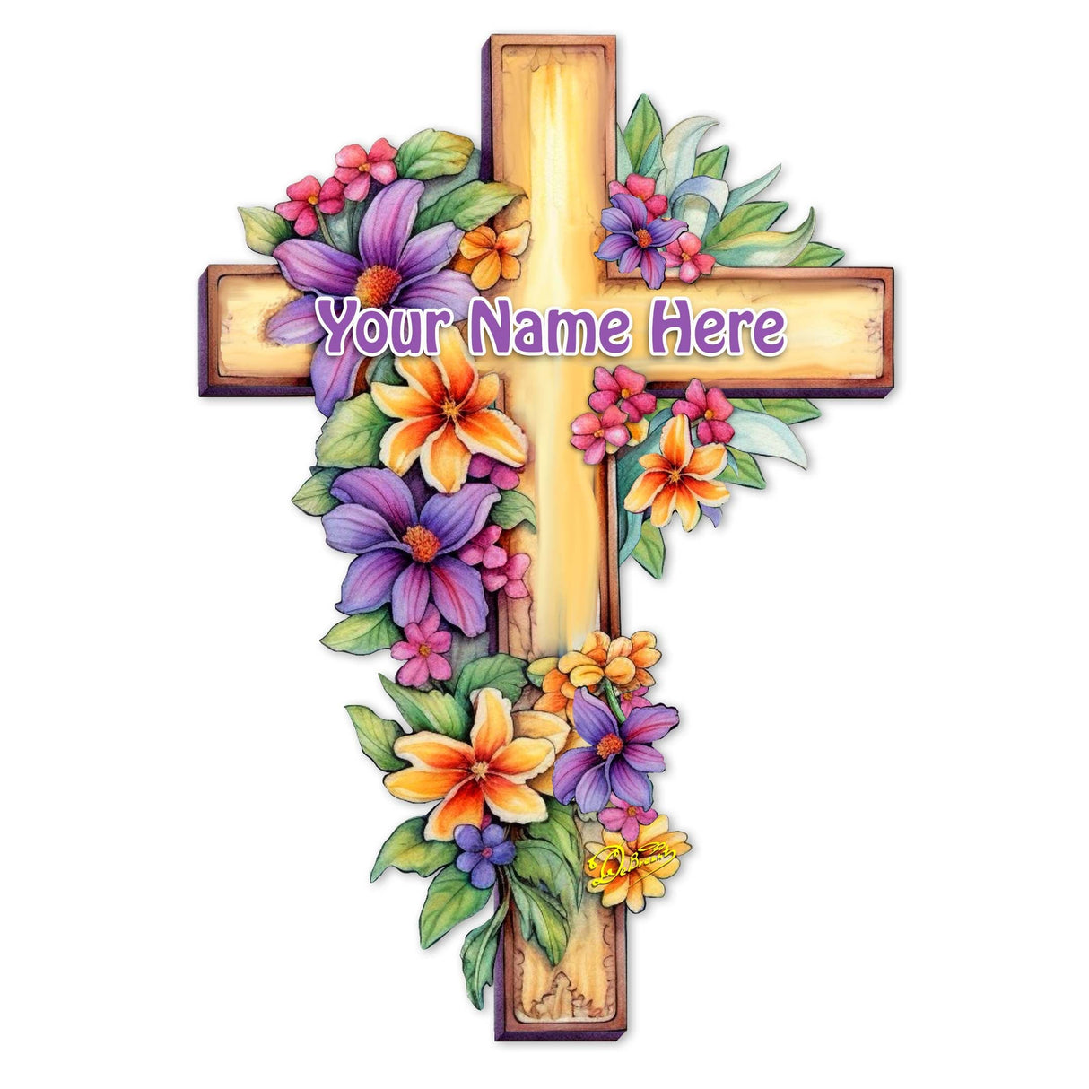 Personalized Garden Serenity Cross Holiday Door Decor by G. Debrekht - Easter Spring Decor - 8688168HC
