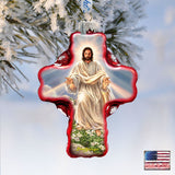 Adorno de cruz de cristal con el icono de la Resurrección de Jesús, de D. Gelsinger - Decoración navideña - 758-021-DG