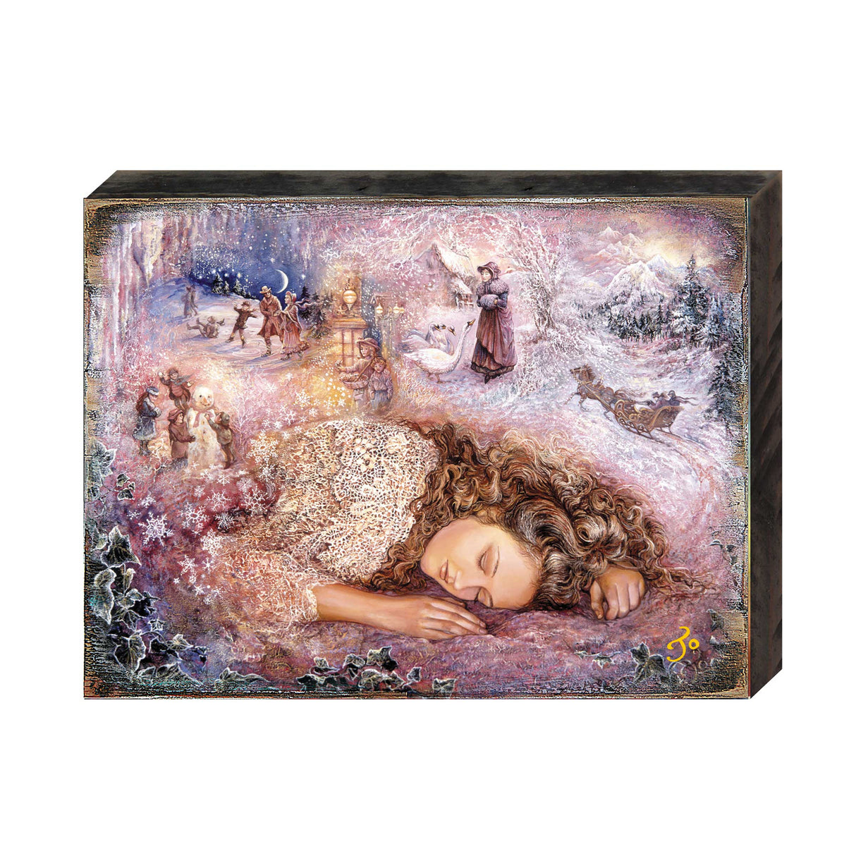 Arte mural de madera "Sueño invernal" de Josephine Wall - Decoración de fantasía - 852147-JW