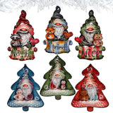 Christmas Gnomes Decorative Wooden Clip-on Ornaments Set of 6 by Jamie Mills-Price - Christmas Decor - 8090049C-MP-S6