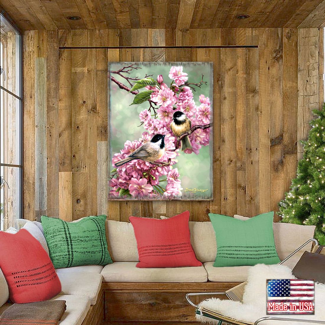 Arte mural de madera con flores de primavera de D. Gelsinger - Decoración de primavera para Pascua - 95671B-DG
