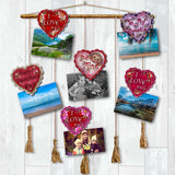 Adornos decorativos de madera con forma de corazón de amor (juego de 6) - Family Love Decor - 8090128C-S6