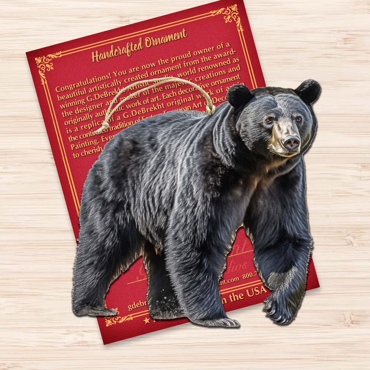 Adornos de madera de oso negro de Alaska de G.Debrekht - Decoración navideña con temática de vida silvestre - 8710105-1