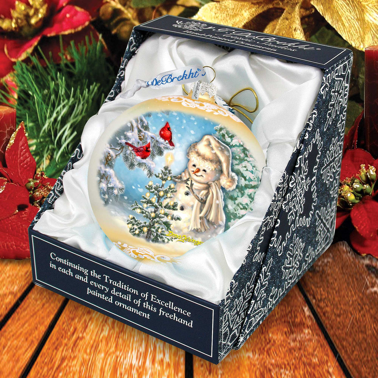 Adorno de cristal grande con forma de muñeco de nieve brillante dorado de Gelsinger - Decoración navideña - 73926G-DG