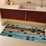 Felpudo ultraabsorbente con huellas de perro: elegante alfombra de entrada para patas embarradas, de secado rápido, antideslizante, ideal para hogares con mascotas concurridos.