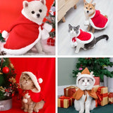 Cat Christmas Outfits, Dog Cat Santa Claus Outfit, Soft And Thick Xmas Cape With Hat, Christmas Cat Dog Costume Pet Cape, Cat Christmas Costumes For Cats, Medium Cat Cape For Cats - Lootquake