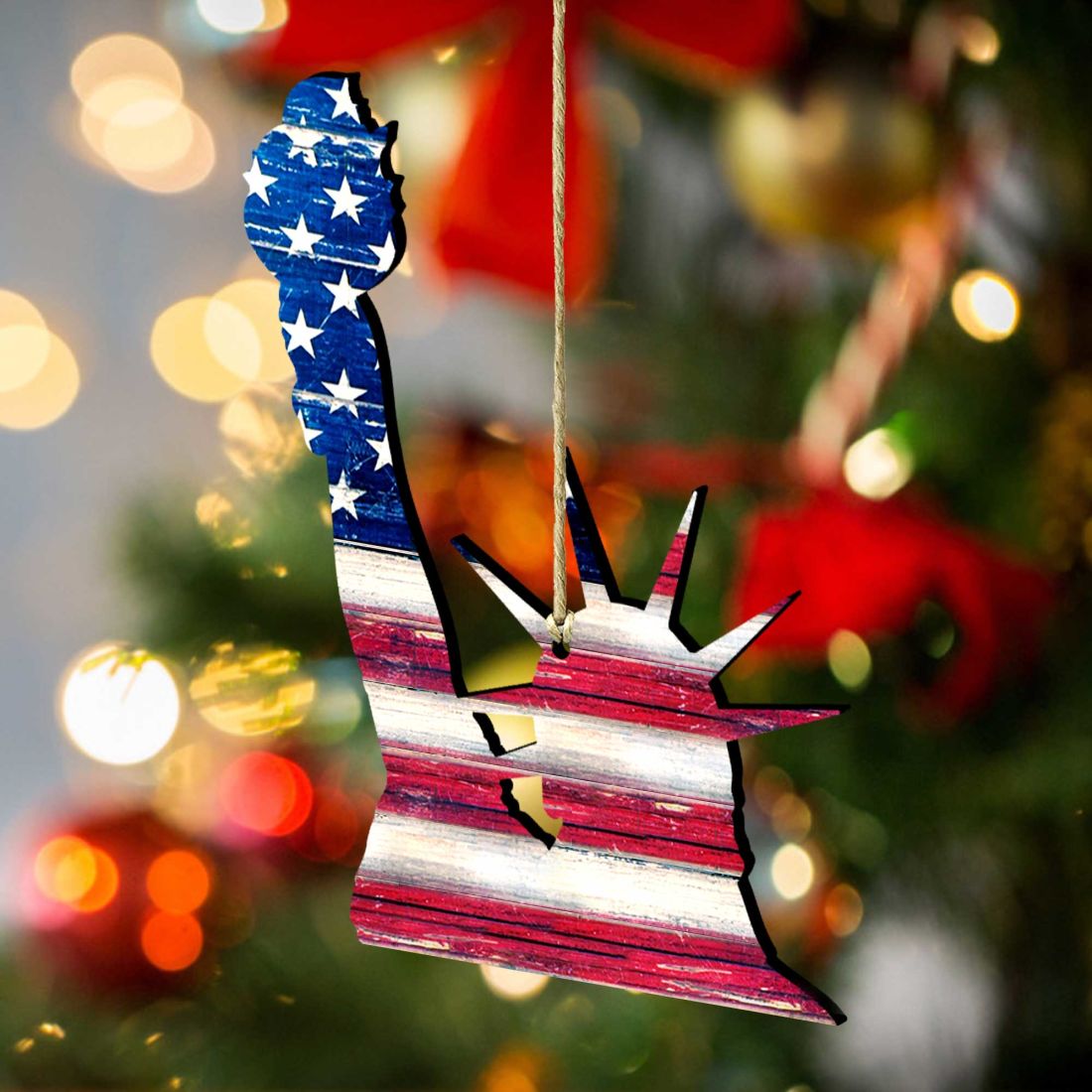Adornos rústicos de madera de la Estatua de la Libertad - Decoración patriótica estadounidense - 8198918