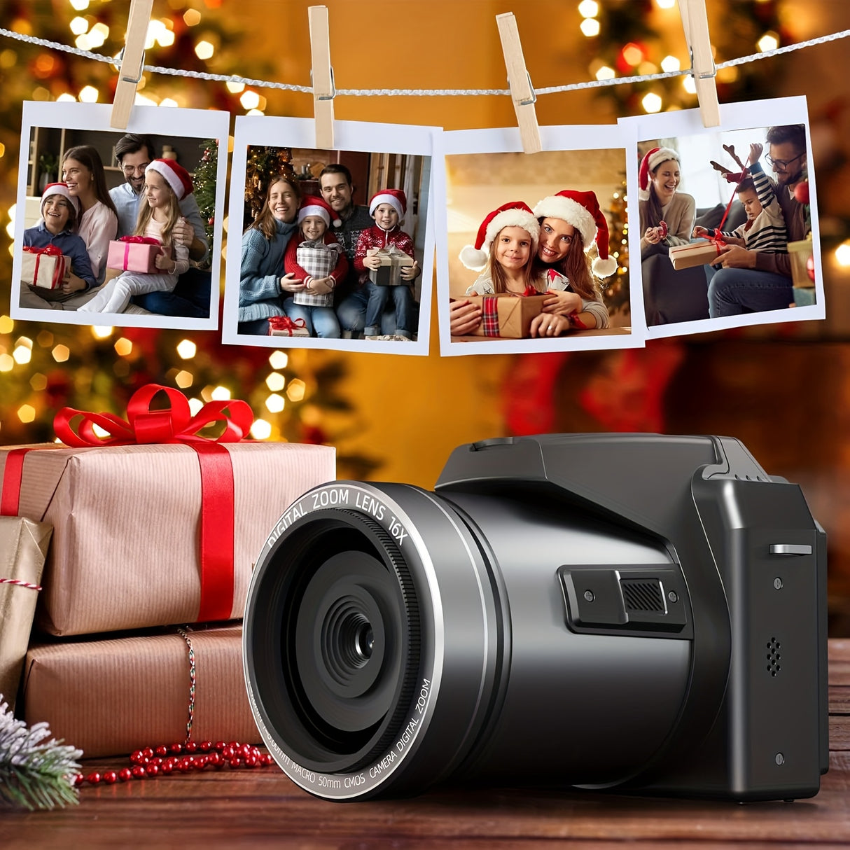 Cámara digital NBD de 64 MP para fotografía, videocámara 5K para YouTube con pantalla abatible de 3", zoom digital de 16x, enfoque automático, 2 baterías, tarjeta TF de 32 GB (S205, negra)