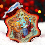 One-of-a-Kind Orthodox Nativity Snowflake Glass Ornament by G. Debrekht - Nativity Holiday Decor - 754-048