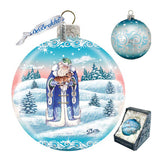 Father Frost Ball Glass Ornament by G. DeBrekht - Christmas Santa Snowman Décor - 73317