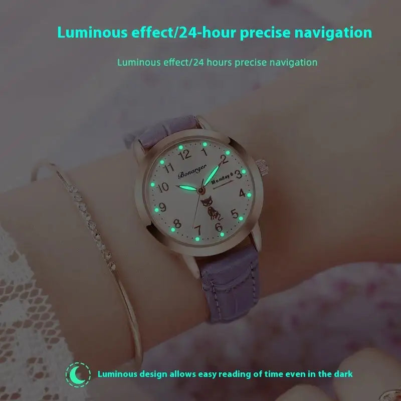 Women's Luminous Quartz Watch With Simple Waterproof Belt - Lootquake