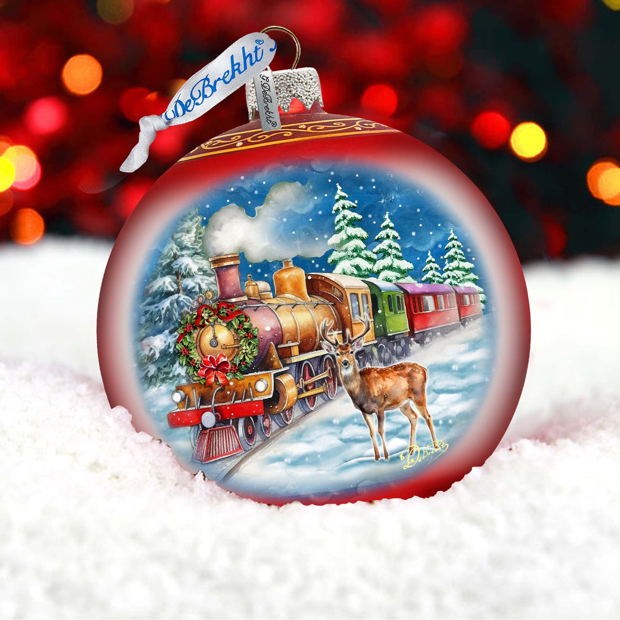 Antler Express Lg Glass Ornament by G.Debrekht - Christmas Holiday Decor - 73946