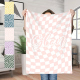 1pc Custom Blanket Vintage Striped Name Custom Blanket Soft Flannel Sofa Blanket TV Blanket Personalized Custom Blanket Exclusive Gift Blanket