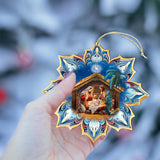 Adornos de madera con forma de copo de nieve de la Sagrada Familia de G. Debrekht - Decoración navideña - 8688439