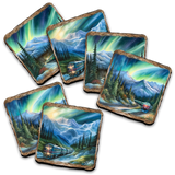 Northern Lights Wooden Cork Placemat and Coasters Gift Set of 7 by Nature Wonders Nature Wildlife Decor  - 85411C-S7