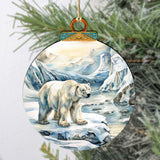 Adornos de madera de oso polar con cachorro de G.Debrekht - Decoración navideña con temática de vida silvestre - 870048