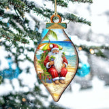 Santa on the Beach Decorations  Santa's Beach Break Wooden Ornaments by G.Debrekht Coastal Holiday Decor - 8688182