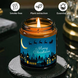 1pc Glass Scented Candle, Lavender Fragrance, Merry Christmas Theme, Essential Oils, Smoke-Free, Ideal for Holiday Centerpieces & Home Decoration, Gift for Family & Friends
