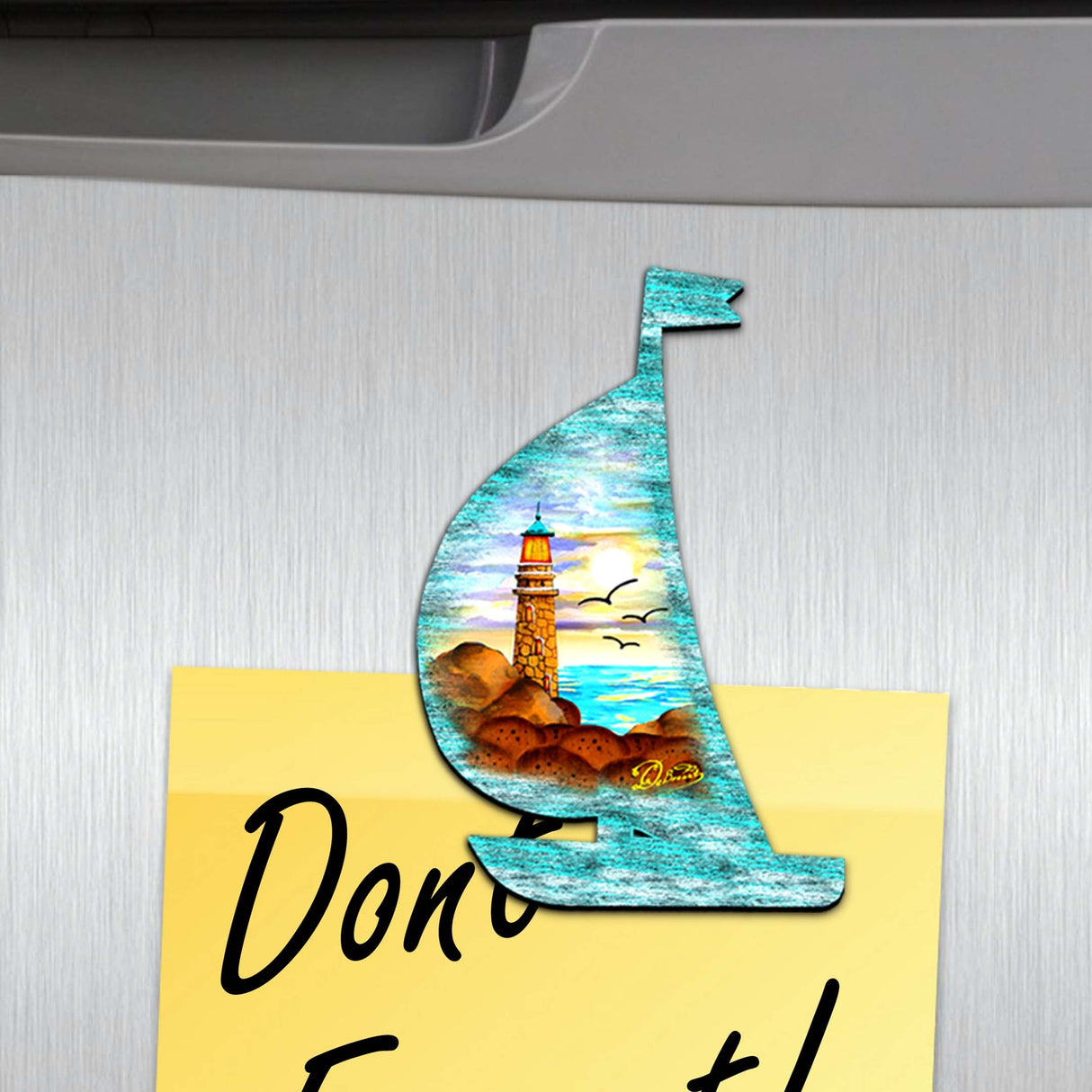 Juego de 6 imanes de madera decorativos náuticos de G. Debrekht - Decoración costera - 8090061G-S6