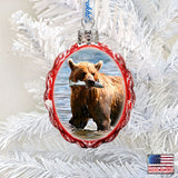 Grizzly Bear W Fish Mercury Glass Ornament by G. DeBrekht - Wildlife Holiday Decor - 771052