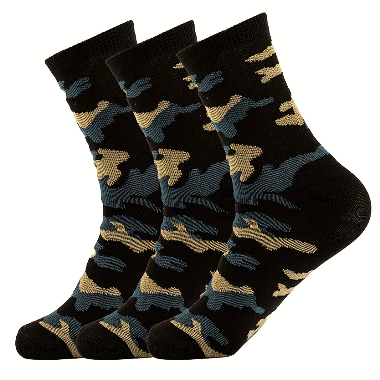 Lot de 3 paires de chaussettes de sport camouflage pour homme - Résistantes, extensibles et côtelées pour toutes les saisons