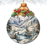 Beauty in Alaska's Snowy Peaks Wooden Ornaments by G.Debrekht - Wildlife Holiday Decor - 870036