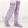 Fuzzy Thigh High Stockings, Warm Over-the-Knee Socks for Women, Solid Color