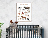 Farm Animals - Wooden Kids Room Decor - First day of school gift - ABC 123 Kids - Montessori Homeschool wooden poster I Educational Poster - Classroom Decor - 310215