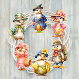 Easter Ducks Decorative Wooden Clip-on Ornaments Set of 6 by G. Debrekht - Easter Decor - 8090043C-S6