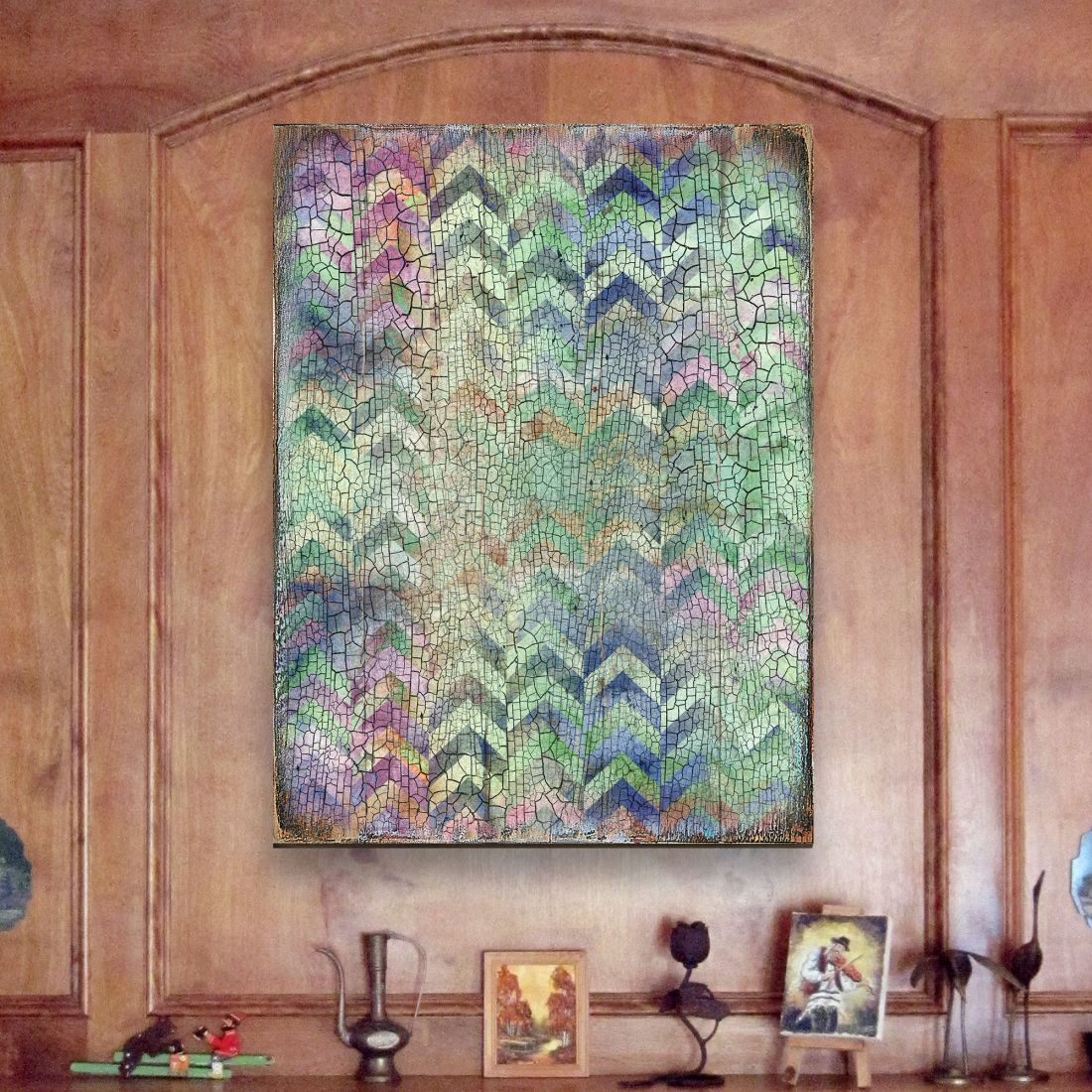 Arte mural rústico gráfico de madera de G. DeBrekht - Decoración floral ornamental - 95002B