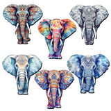 Elephants Decorative Wooden Magnets Set of 6 by G. Debrekht - Wildlife Decor - 8090036G-S6