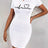 Ladies' Round Neck Solid Color Letter Printed Fashionable Dress - Lootquake