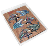 Embracing Whales Decorative Wooden Magnets Set of 6 by G. Debrekht - Wildlife Coastal Decor - 8090107G-S6