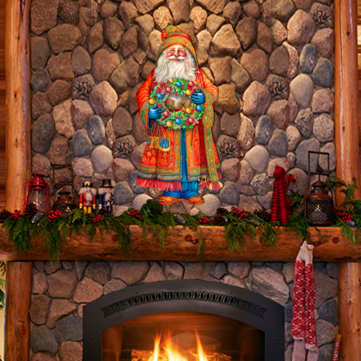 Corona de la Alegría de Papá Noel, decoración navideña para puerta de G. Debrekht - Decoración navideña de Papá Noel y muñeco de nieve - 8691402H