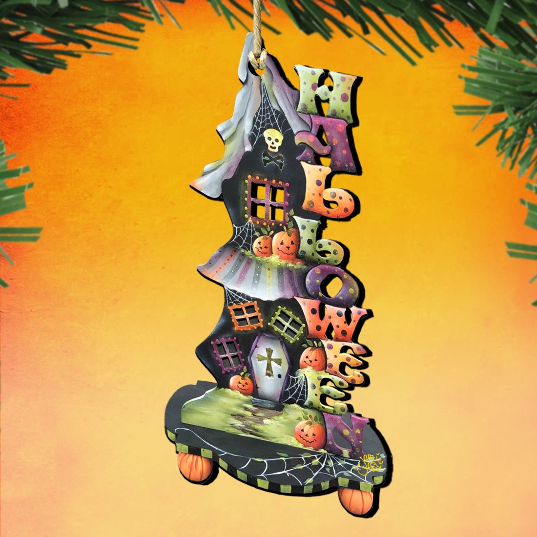 Adornos de madera para candelabros de Halloween de Jamie Mills-Price - Decoración de Halloween para Acción de Gracias - 8457402