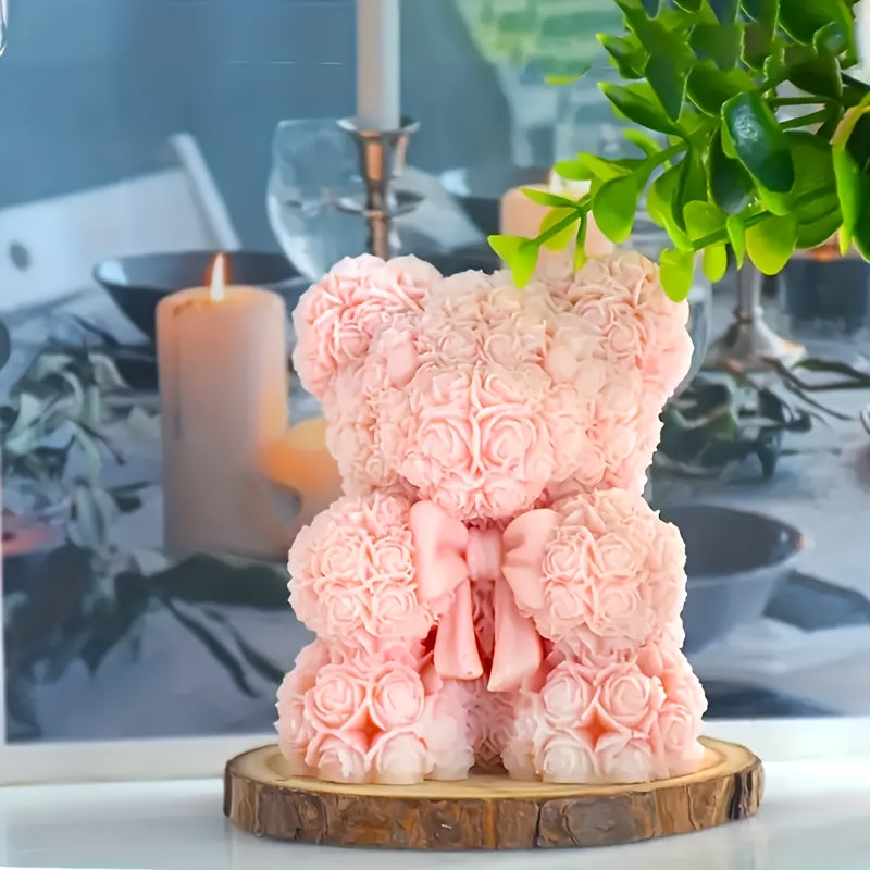 Molde de silicona 3D con forma de mariposa y rosa, herramienta artística para hacer velas perfumadas, jabón, decoración de San Valentín, molde de cera, forma de oso.